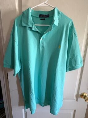 Ralph Lauren Men’s Aqua Polo Shirt with Yellow Pony